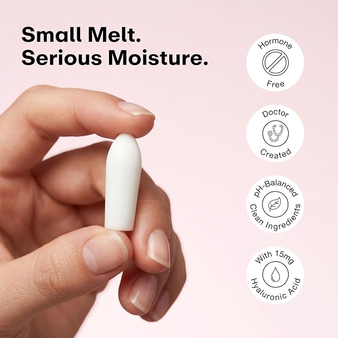 Joylux reliefHER Hydration Melts, Moisturizing Vaginal Suppositories with 15mg Hyaluronic Acid (3X More HA), Non-Hormonal, Supports Intimate Hydration, 10 Melts