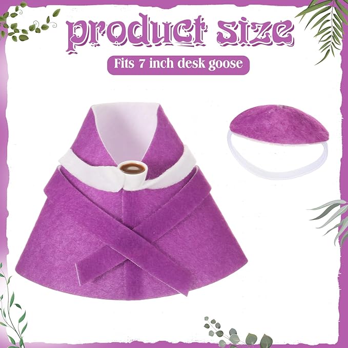 Soulchen 7" Desk Goose Tired Granny Mamma Robe Self Care Outfit Mini Tired Granny Mamma Robe Desk Geese Outfit Goose Cloth Cute Costume for 7 Inch Geese Figurine Desktop Home Decoration(Purple)