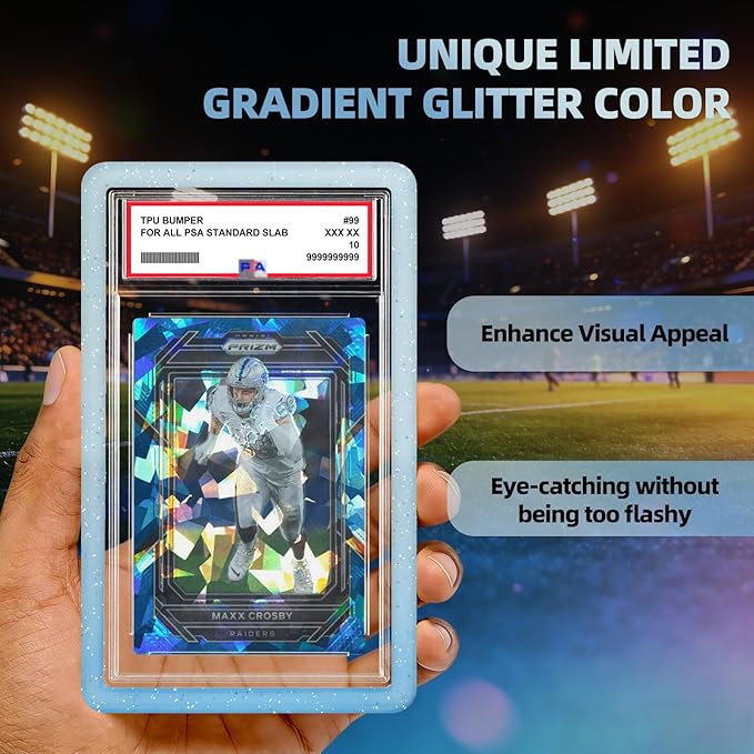 NAKIS Slab Guard for PSA Graded Cards, 1 Pack TPU Slab Protector Graded Bumper Guard for PSA Graded Card Only, Gradient Color Glitter Limited Edition, COLOR8