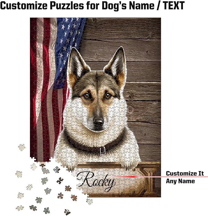 Custom Wooden Jigsaw Puzzles with Your Dog's Name on West Siberian Laika Art Print - 300 500 1000PCS Puzzles Game and Home Wall Decor