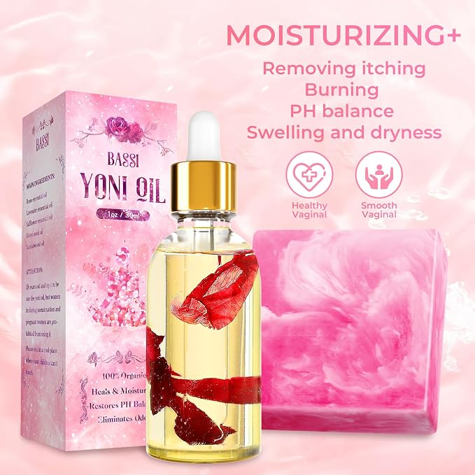 Yoni Soap Bars & Natural Yoni Oil Set, Natural Yoni Oil Vaginal Wash for Women Feminine Wash Vaginial Deodorants pH Balance, Eliminates Odor, Feminine Oil 30ml/1 oz, 2Pcs 3.53 oz Vaginal Care Soap