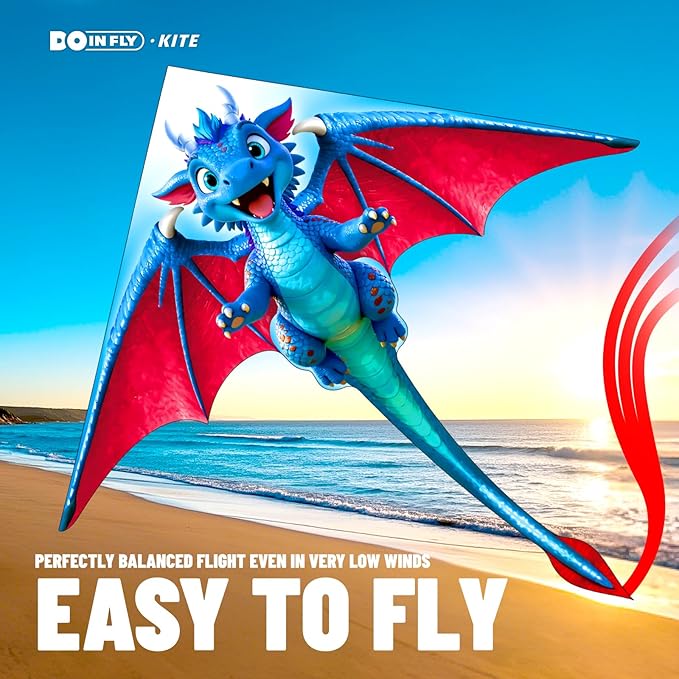 Cartoon Dragon Kite is Suitable for Children and Teenagers, Including Boys and Girls. This Kite is Extremely Easy to Fly and is Perfect for Family outings, Outdoor Games and Activities.