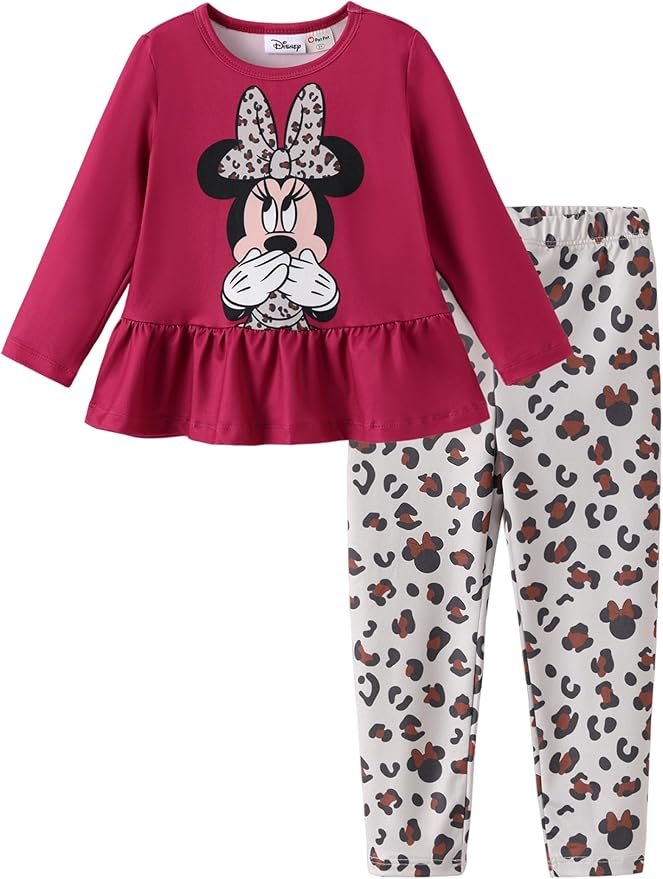 Disney Minnie Mouse Frozen Princess Marvel Toddler Girls Clothes Long Sleeve Sweatshirt + Leggings 2pcs Outfits Set 2-6Y