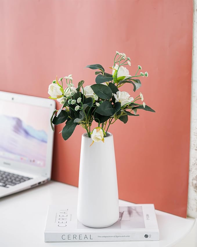 Simple Boho Ceramic Flower Vase for Home Decor (Bright White,Super Big) | 10'' Modern Vase for Flower Plant Pampas Grass, Fit for Table Shelf Centerpieces, Living Room Kitchen Bedroom Wedding Gift