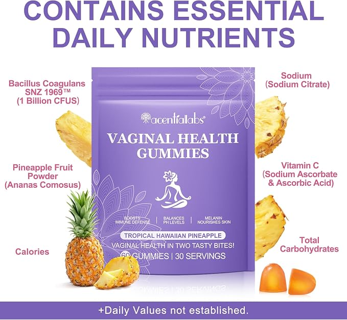 Vaginal Probiotics for Women, Vital Source Feminine Gummies, pH Balance for Women, Premium Feminine Balance Gummies, Promotion of Womens Health - 60Gummies