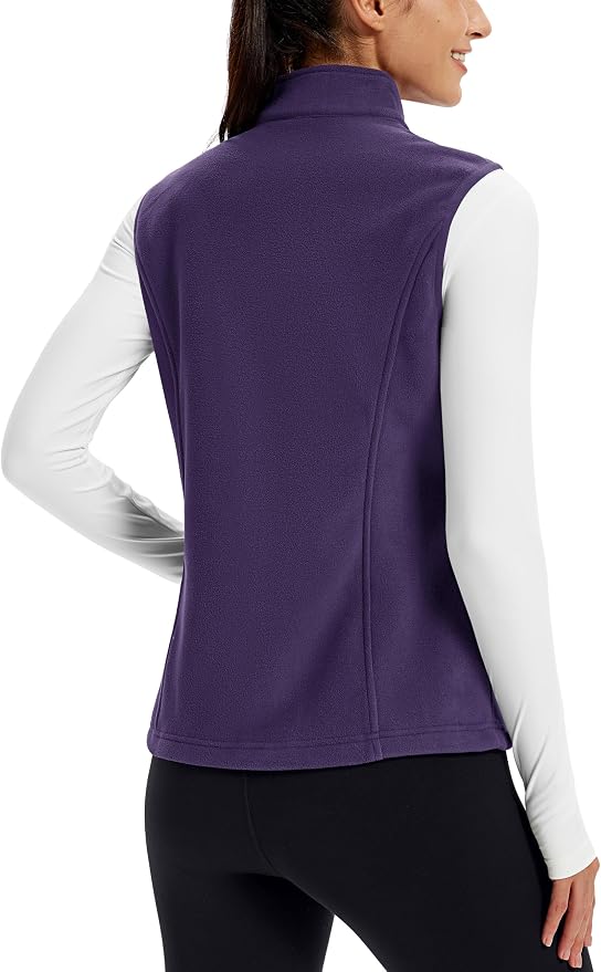 TACVASEN Women's Fleece Vest Lightweight Sleeveless Zip Jacket Outerwear | Soft Polar,Zipper Pockets,Stand Collar,Fall Winter Warm,Outdoor,Athletic,Running,Hiking,Travelling,Golf,Work