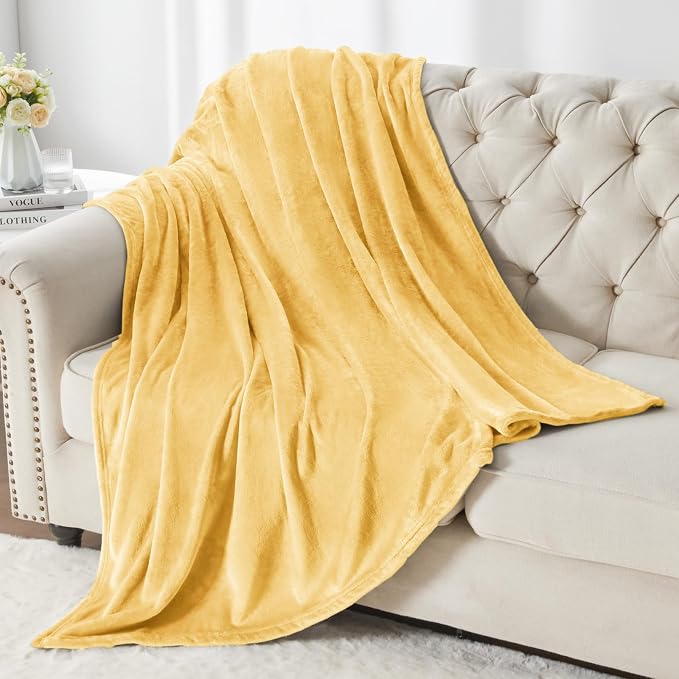BEDELITE Fleece Blanket Soft Plush Throw for Couch Cream Yellow 50"x60" | Ultra Soft Fleece, Plush Microfiber, Lightweight Warmth, All Season Comfort, Fade Resistant, Machine Washable, Couch Sofa Bed