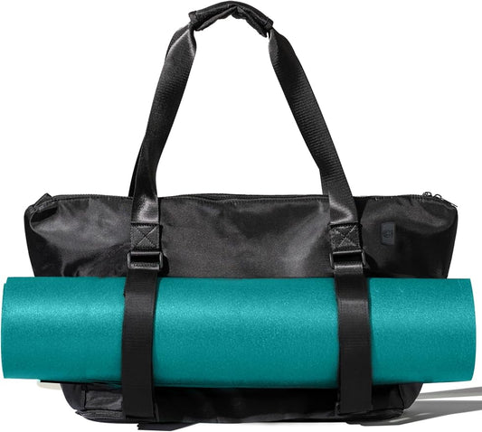 Yoga Mat Carrier: Extendable, Built-In Mat Straps & Laptop Pocket. Carry All Yoga Gym Work Accessories. Large Yoga Gym Tote Bag for Women & Men
