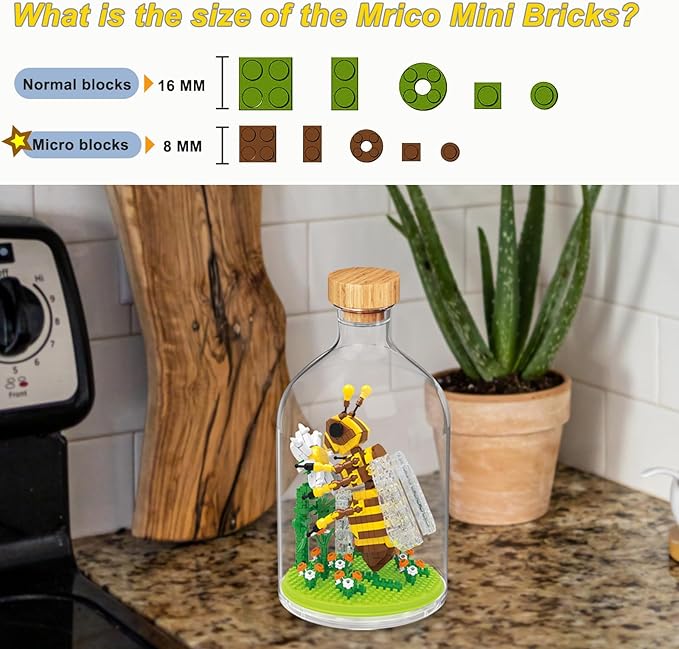 Creative Insect Friend Set,Adults Mini Animals Building Set,Party Favors Gift for Kids,Nature Lovers Office Home Decor Bugs Building Block,New Year Easter Birthday Gift for Boys Girls(Bee)