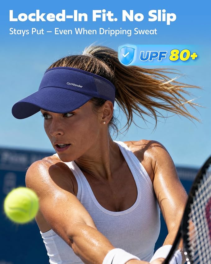 Sport Sun Visor Hat for Women Men - Lightweight Stretchy Polyester Spandex Quick Dry Sweatband Wrinkle Resistant