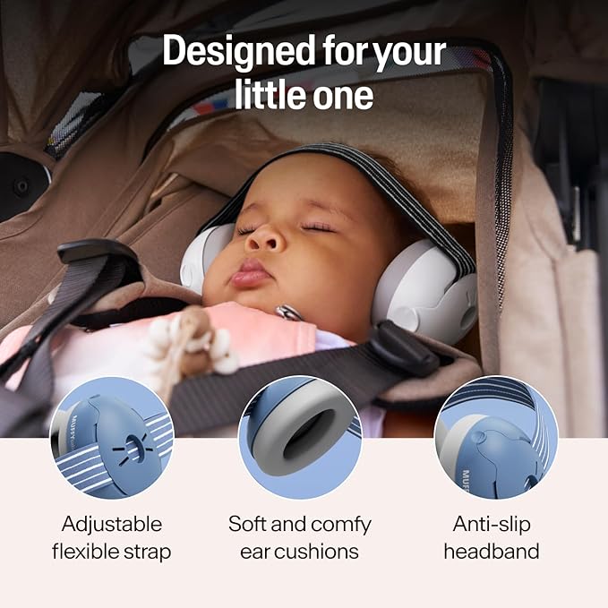Alpine Muffy Baby Ear Protection for Babies and Toddlers up to 36 Months - CE & ANSI Certified - Noise Reduction Earmuffs - Comfortable Baby Headphones Against Hearing Damage & Improves Sleep - Denim