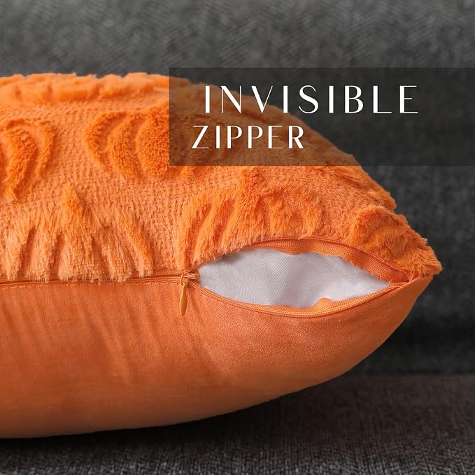 DFXSZ Fall Pillow Covers 20x20 2Pcs Orange Pumpkin Fall Decoration for Home | Fall decor Set of 2 Throw Pillow Cases Soft Plush Faux Fur Wool Couch Cushion for Chair Sofa Bedroom Living Room Home Decor