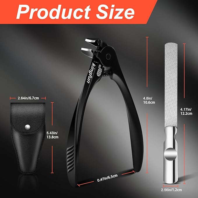Kingfun Long Handled Toenail Clippers for Seniors - Ergonomic Non-Slip Grip Toe Nail Clippers for Thick Nails for Elderly with Pro-Grade Steel File