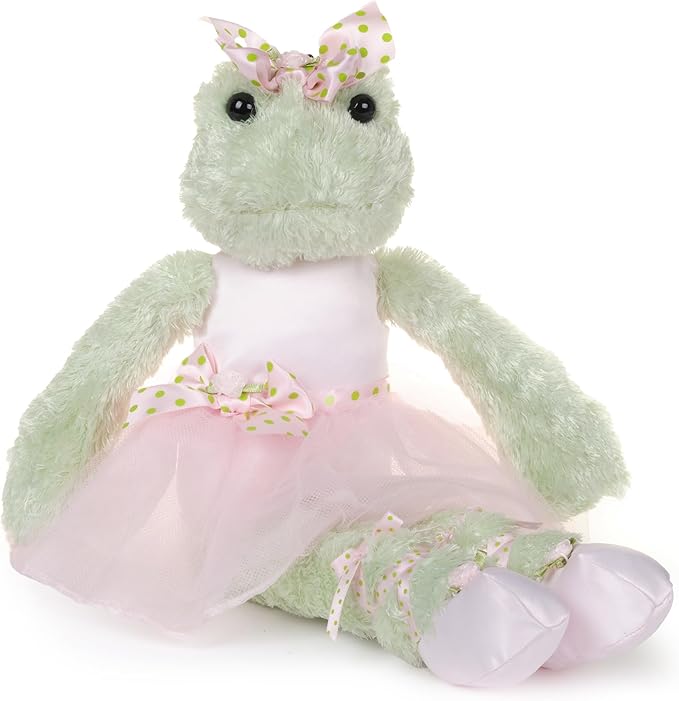 Bearington Collection Ballerina Themed Stuffed Animal - Ballet Doll - Dance Recital Gifts for Girls - Frog Pirouette - 14"