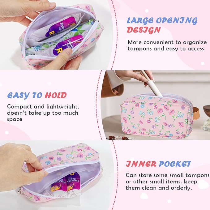 22 PCS First Period Starter Kit Gift for Teen Girls Period Bags for Teen Tweens Girls with Sanitary Pad Storage Bag, Wipes, Menstrual Tracker, Disposal Pouches and More (Pink Floral)
