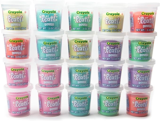 Crayola 20pk Pearl Dough 20pk x 3oz – Easter Gifts, Party Favors, Fidget Toys, Sparkling Colors for Creative Play, Safe Non-Toxic Crafting, Great Classroom Fun or Non-Candy Alternative