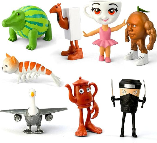 8Pcs Italian Brainrot Action Figures,Tralalero Travala Toy Set Tralalero Travala,Tung Tung Tung Sahur, Brr Brr Patapim - Brainrot fidget Toys,Decorations Gifts for Office Room Figurine Decor (8PCS-H)