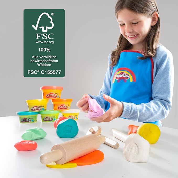 roba Play-Doh Creative Craft Table for Kids - All-in-One Art Station with Storage, Play-Doh Sets, Wooden Tools & 3D Silicone Mat, Ages 3+