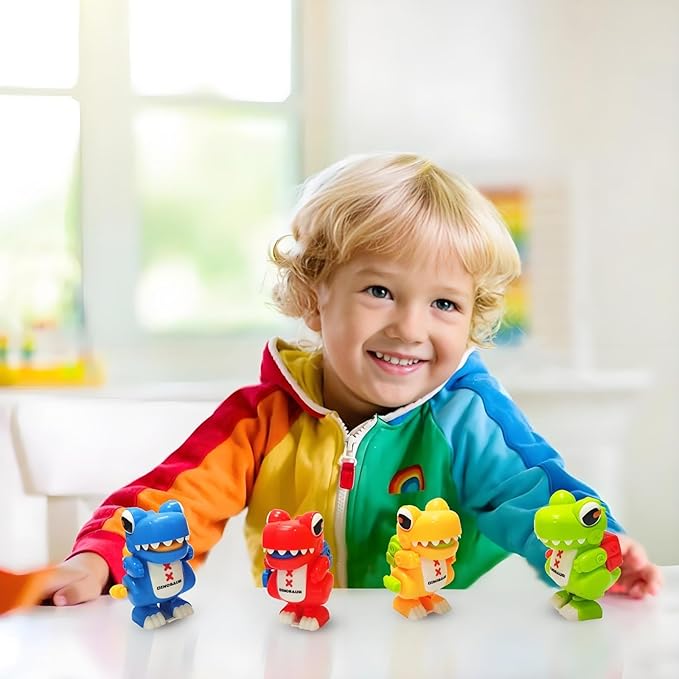 4 Pcs Toddler Dinosaur Toys for Kids 3-5,Dinosaur Toys for Ages 5-7,Walkable Dinosaur Wind Up Toys for Toddlers 3 4 5 6 7 8,Mini Dinosaur Figures Keychains Cute,Boys and Girls Easter Basket Stuffer