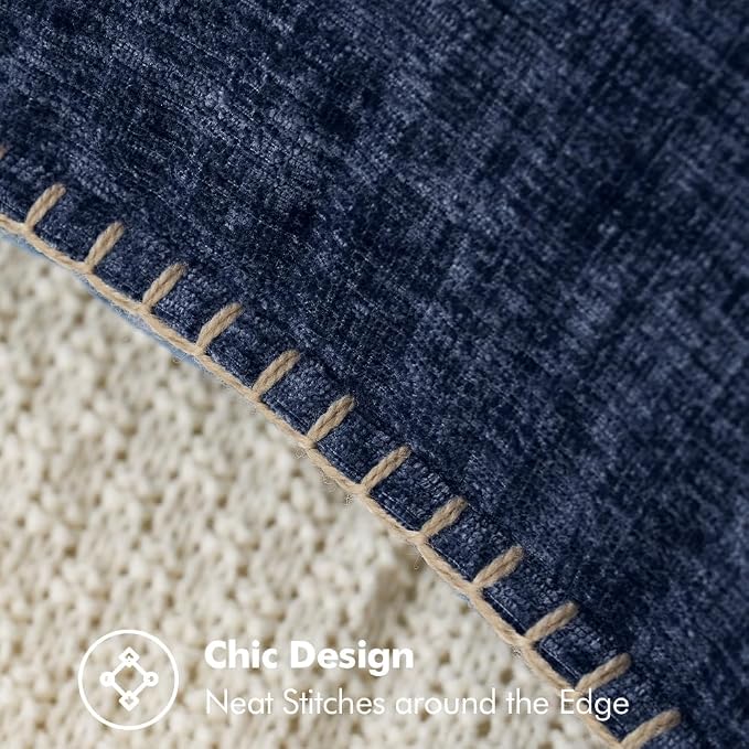 MIULEE Decorative Couch Throw Pillow Covers 20x20 Inch Navy Blue 2 Pack | Farmhouse Pillow Covers with Stitched Edge, Soft Chenille Cushion Cases, for Sofa Bed Living Room Home Decor