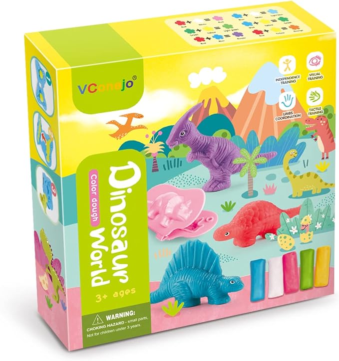 VConejo Color Dough Toys Dough Accessories Set Creations Tools for Kid 2-4-8 Years (Dinosaurs World)