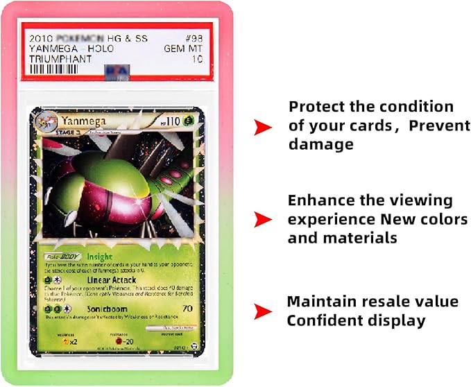 NAKIS Slab Guard for PSA Graded Cards, 2-Pack TPU Slab Protector Graded Guard Bumper Guard for PSA Graded Card Only, Gradient Color Glitter Limited Edition, Pink-Green