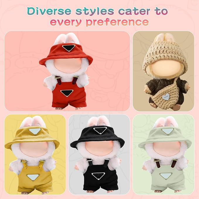 17cm Clothes Set (NO Doll): Hat & Overalls Set for 17cm Accessories Suit - Stylish Adorable Dolls Clothes Accessories - Cute Clothes for Dress up Unique Style (ZL-C004)