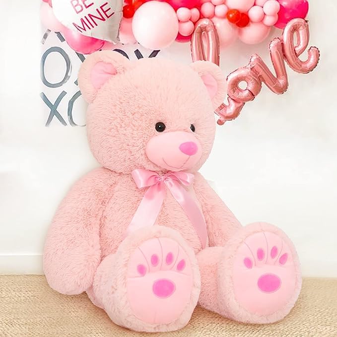 MorisMos Giant Teddy Bear Stuffed Animal 36in, Big Teddy Bear Pink, Large Teddy Bear Cuddly Soft for Baby Shower, Boys, Girls