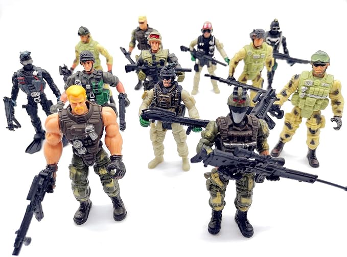 Qiandier 12 Pcs Military Team Action Soldiers Special Force Marine Recon Figure Elite Force Army
