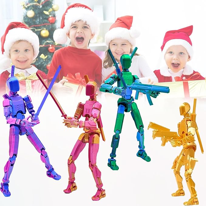 2 Packs (Assembly Completed) T13 Action Figure Set,Titan 13 Robot Movable Action Figure,3D Printed 13 Action Figure Articulated,Full Body Mechanical Doll,Christmas Birthday Gift for Kids Adult (laser)