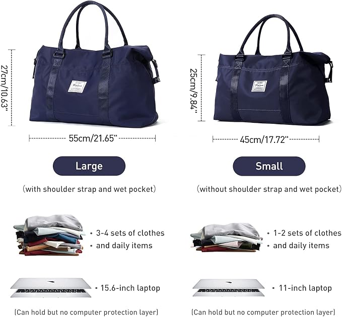 Travel Duffel Bag, Carry On Overnight Weekender Bags for Women | Travel Bag with Wet Pocket & Trolley Sleeve, For Spirit Airlines 18x14x8 Personal Item Bag