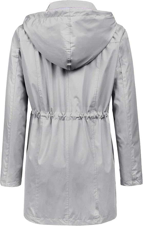 LOMON Raincoat Women Waterproof Long Hooded Trench Coats Lined Windbreaker Travel Jacket S-XXL