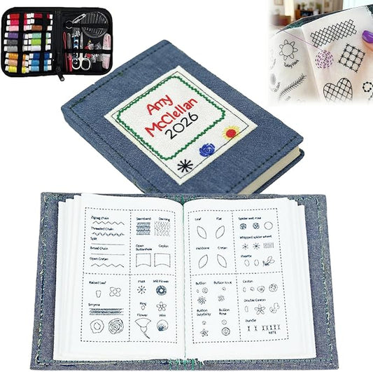 NRAEC 2026 Upgraded Embroidery Stitch Book Kit, The Ultimate Embroidery Learning Book, DIY Embroidery Stitch Book Kit with Multiple Sewing Kit, 106 Pattern for DIY and Sew Enthusiast