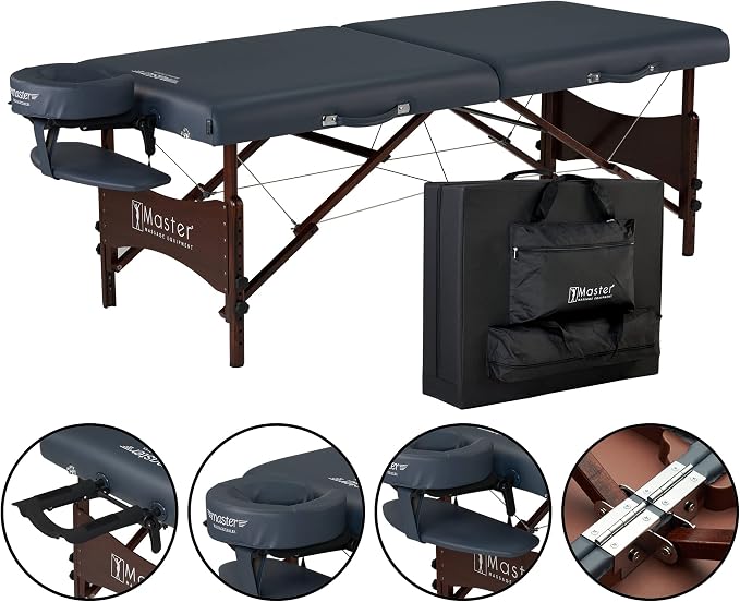 Master Massage Newport 30" Professional Portable Massage Table Package in Royal Blue with Ambient Lighting System