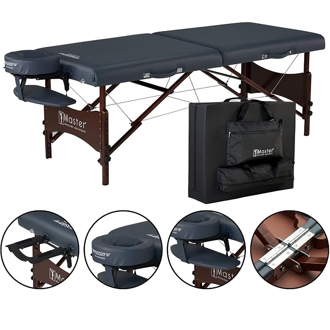 30" Royal Blue Portable Massage Table Master Massage Package with Aurora Multicolor Atmosphere Ambient Lighting System