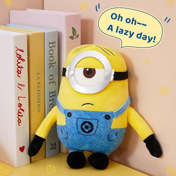 MINISO 9'' Minions Stuffed Animals Plush Toy (Stuart), Kawaii Soft Cute Sleeping Plushies Bedding Pillow for Kids Toddler Toys Boys Girls