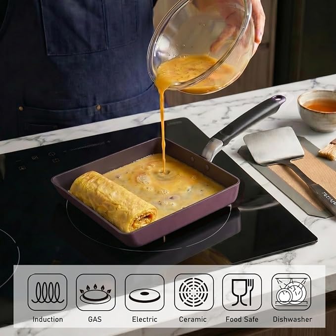 TECHEF - Tamagoyaki Japanese Omelette Pan/Egg Pan, Made in Korea (Purple) (Large)