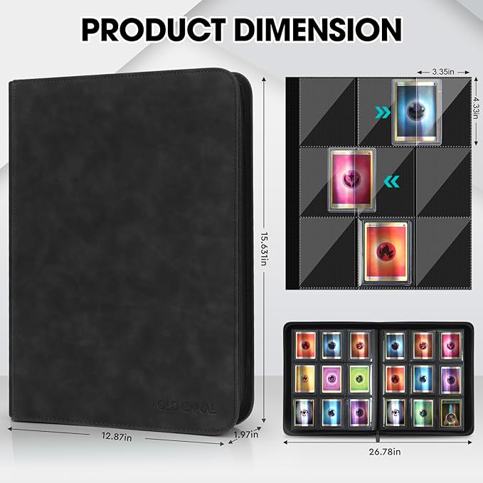 Top Loader Binder, 9 Pockets Card Binder Holds 252 Top Loaders, Premium Trading Card Collection Holder, Top Loader Storage Album for TCG, Sports Cards, Black (FOR TOP LOADERS ONLY)