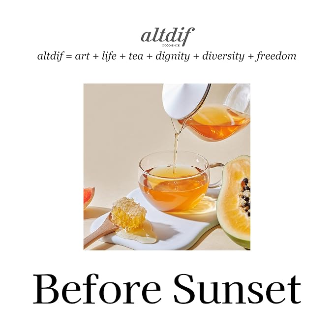 ALTDIF Honeybush Before Sunset Herbal Tea Set – Fruity Black and Honeybush Blend w/ Citrus Notes, Luxury Tea Bag Box for Relaxation, Fancy Tea Bags for Women, Organic Herbal Tea - 8 Pyramid Teabags