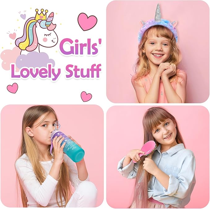 Unicorn Gifts for Girls Age 6 7 8 9 10+ Years Old, Birthday for Girls Surprise Box with Light Up Plush Star Pillow, Diary, Headband, Eye Mask, Water Bottle, Soft Plush Toys for Teens Christmas