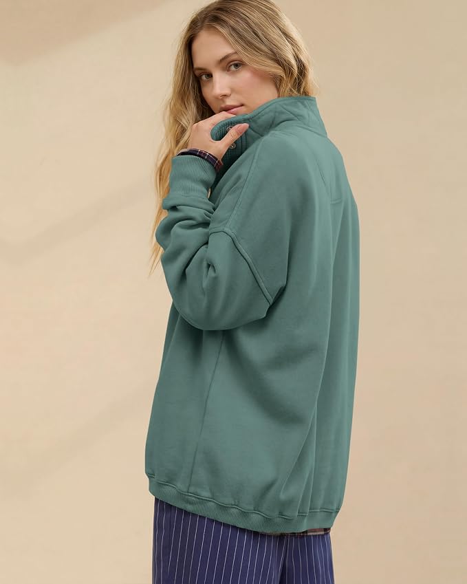 Gacaky Sweatshirt for Women Oversized Casual Long Sleeve Button Henley Neck Pullover Tops Fashion Outfits Clothes