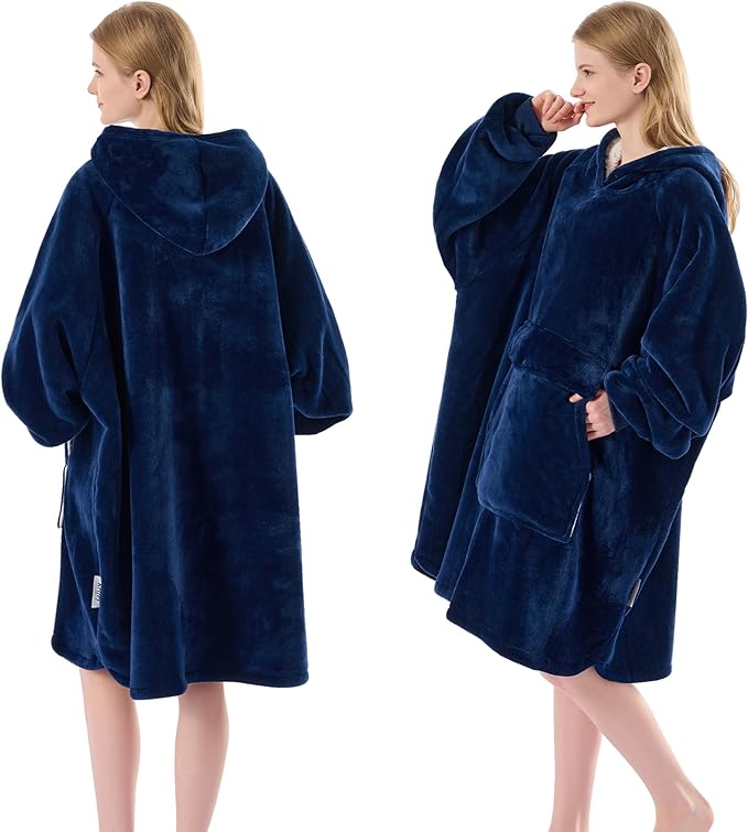 Krifey Wearable Blanket Hoodie, Oversized Sherpa Hooded as Birthday Gifts for Mom Women Girlfriend Men, Cozy Sweatshirt with Giant Pocket