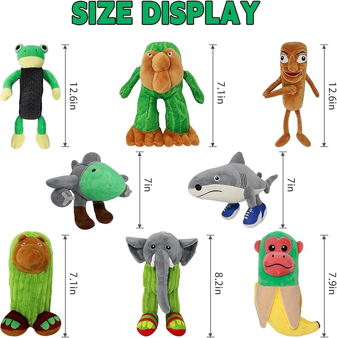 Italian Brainrot,Tung Tung Tung Sahur Plushies Toy 16inch for Fans Gift, Soft Stuffed Animal Pillow for Home Kids' Bedroom Decor, Birthday Christmas Choice for Boys Girls (8PACK)