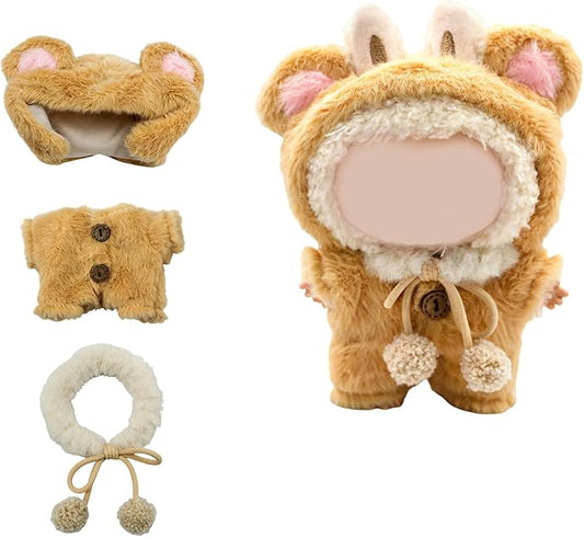 17cm Doll Clothes, Bear Outfits for Clothes Set, Premium Fashion Dolls Keychain Accessories, Faking Animal Style Outfit Jumpsuit (Bear)