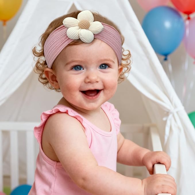 CÉLLOT 5 Pcs Baby Flower Headbands Baby Girls Nylon Headbands Soft Hairbands Hair Accessories for Newborn Infant Toddler Kids(Autumn/Winter Colors)