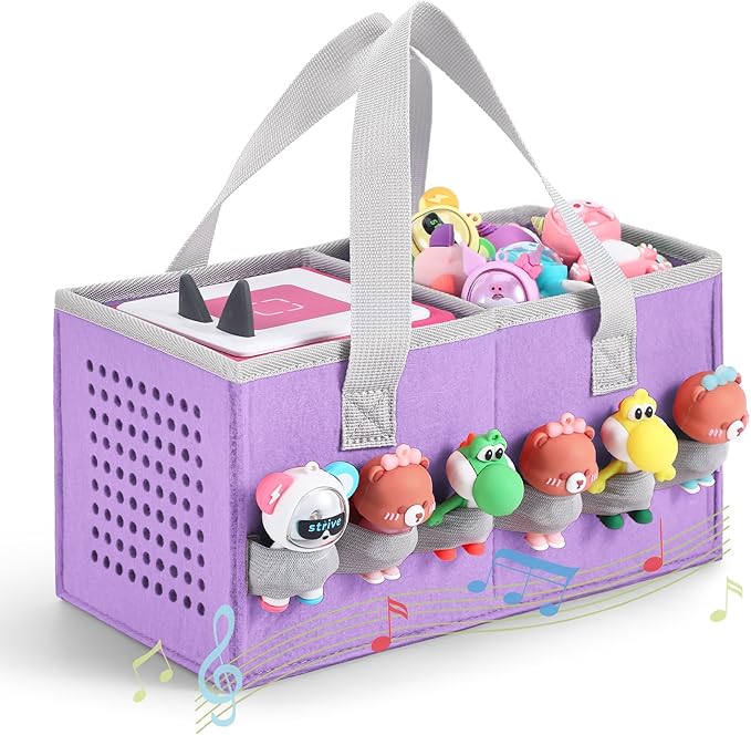 Carrying case for Toniebox Audio Player and Figurines Starter Set,Felt Organizer Bag,Travel for toniebox 2 Earphone and charger accessories portable bag (Purple)
