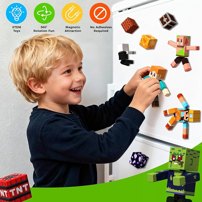 20 PCS Magnetic Blocks with Action Figures– 2025 STEM Magnetic Building Blocks for Kids Christmas, Creative Educational Play Set for Boys & Girls
