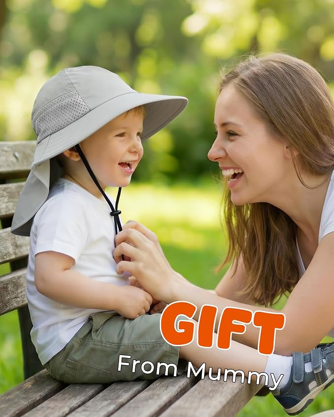 Toddler Baby Sun Hat Kids Summer Beach Essentials Adjustable Beach Hats with Bucket Wide Brim for Boys Girls Age 0-14 Years
