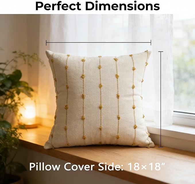 JMGBird Cream Throw Pillows Decorative Pillows, Inserts & Covers | 18x18 Gold Pillows Decorative Throw Pillows with inserts included Throw Pillows for couch