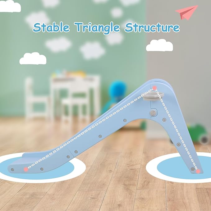 Arlopu Freestanding Kids Slide, Toddler Slide Climber with Basketball Hoop & Ball, Baby Playset w/Long Slope, for Boys and Girls Birthday, Sturdy Playground Toy for Indoor Outdoor Age 3+ (Sky Blue)